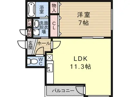 パストール喜連東(1LDK/3階)の間取り写真