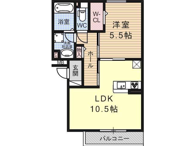 カーサ ポポラーレ(1LDK/2階)の間取り写真