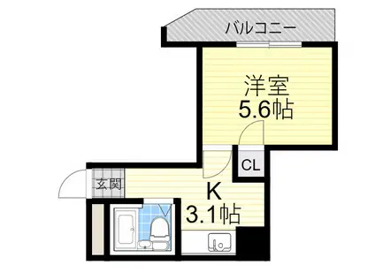トラスティ加美(1K/5階)の間取り写真