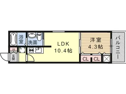FMAISON背戸口Ⅱ(1LDK/3階)の間取り写真