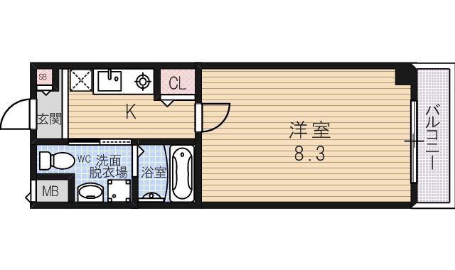HRフロントリーガル平野(1K/7階)の間取り写真