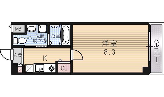 HRフロントリーガル平野(1K/7階)の間取り写真