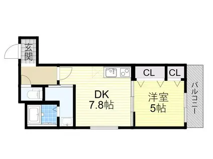 フジパレス田辺Ⅲ番館(1DK/1階)の間取り写真