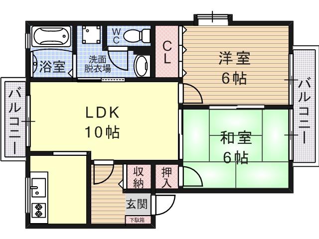 トポフィリア3(2LDK/2階)の間取り写真