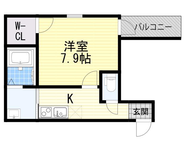 フジパレス鷹合(1K/1階)の間取り写真