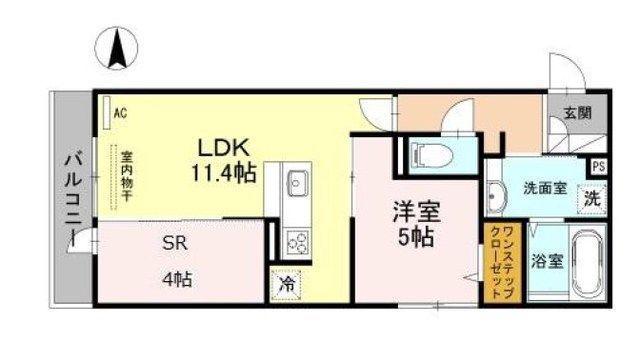 クラッセ長居(1SLDK/2階)の間取り写真