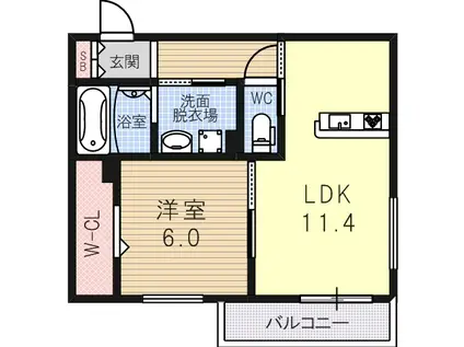 カーサ フェリーチェ(1LDK/3階)の間取り写真