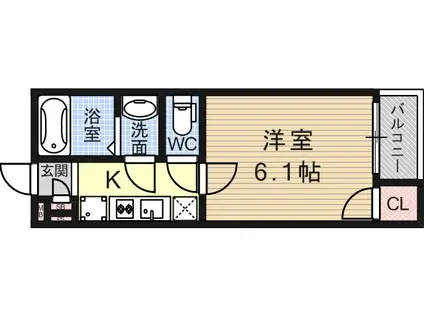 モダンアパートメント平野本町(1K/3階)の間取り写真