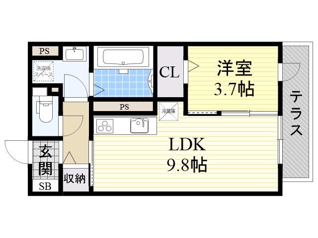 サニーコート(1LDK/1階)の間取り写真