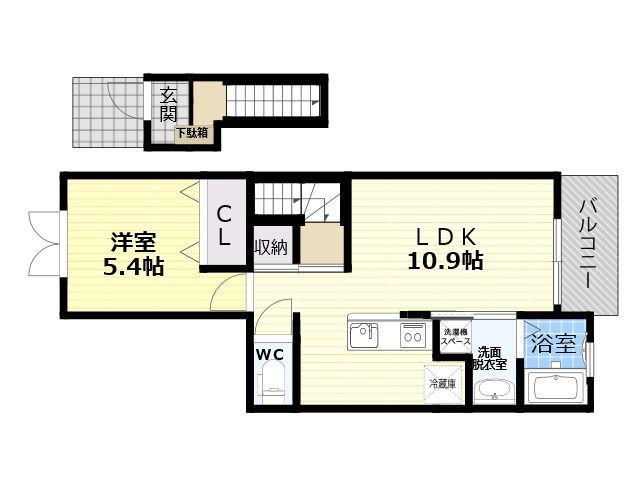 ミルクール(1LDK/2階)の間取り写真