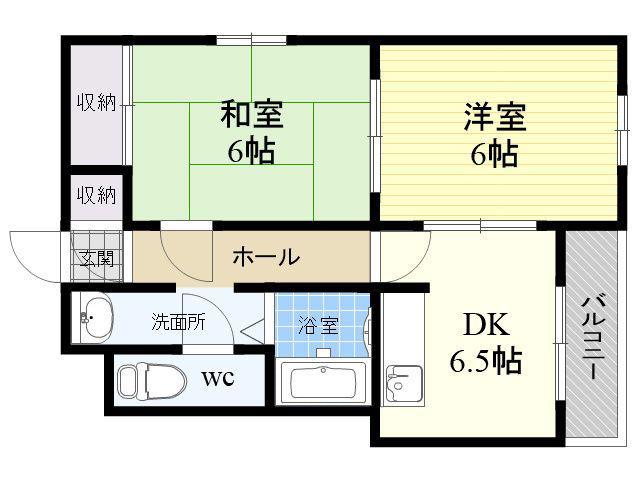 ドムール本町(2DK/3階)の間取り写真