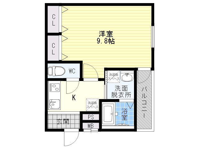 フジパレス平野南Ⅲ番館(1K/1階)の間取り写真