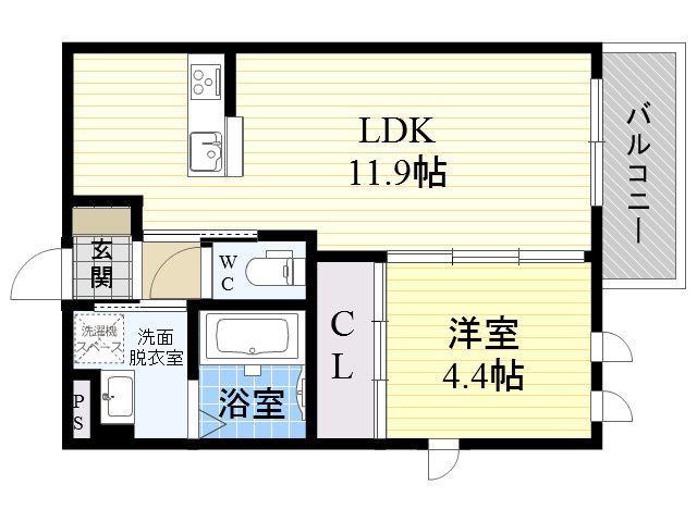ABELIA(1LDK/2階)の間取り写真