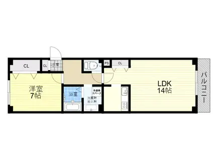 グラッツィアーレ平野西(1LDK/2階)の間取り写真