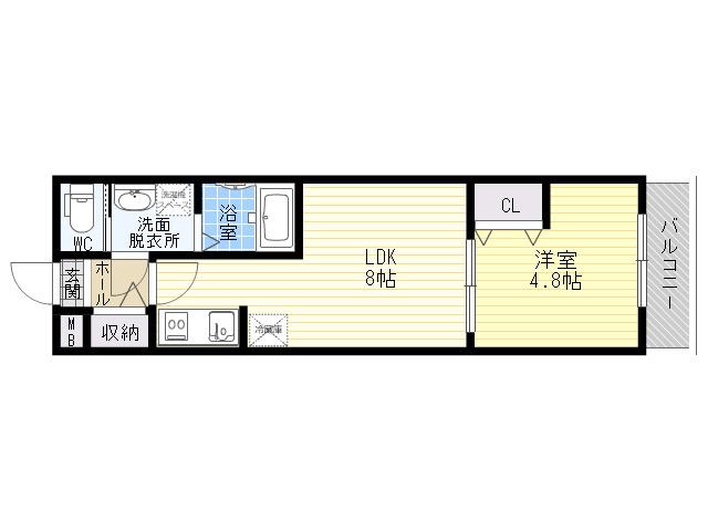 H-MAISON加美正覚寺Ⅵ(1LDK/3階)の間取り写真