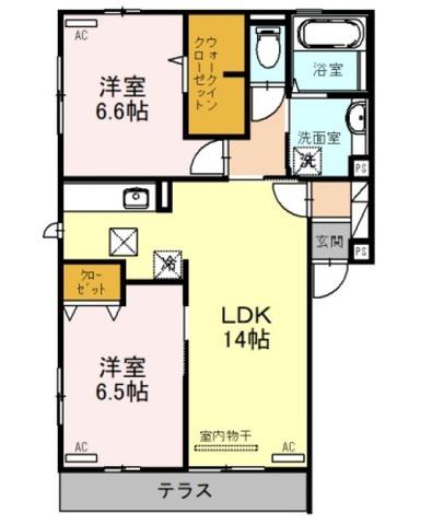 サウスガーディアン(2LDK/1階)の間取り写真