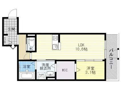 タートルクレインふじみ野Ⅱ(1LDK/3階)の間取り写真