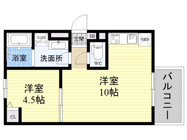 TATERUAPARTMENT加美鞍作2丁目A棟(1LDK/3階)の間取り写真