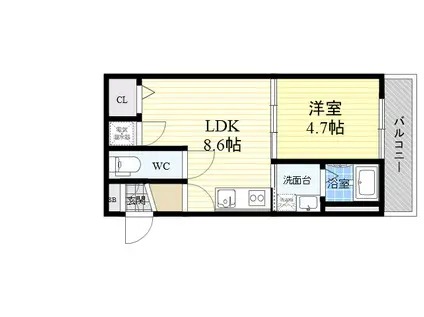 メゾンクレアール(1LDK/3階)の間取り写真