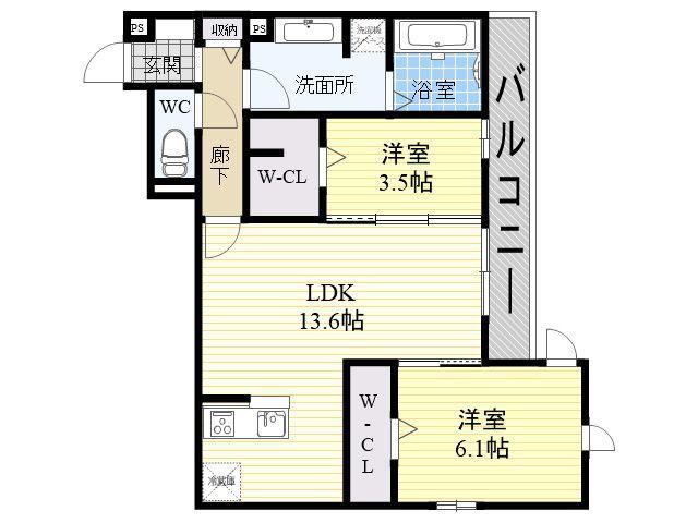 グランコート(2LDK/2階)の間取り写真