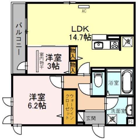 グランコート(2LDK/3階)の間取り写真