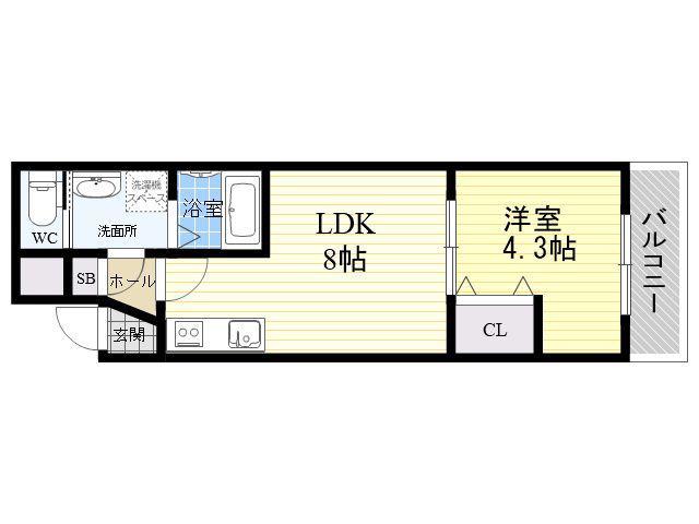 アッシュメゾン平野ウエスト(1LDK/1階)の間取り写真