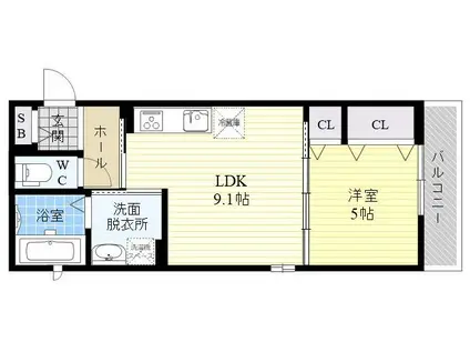 メゾンセドーレⅢ(1LDK/2階)の間取り写真