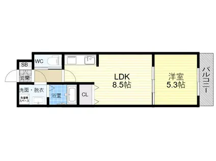 アッシュメゾン平野ノースⅠ(1LDK/3階)の間取り写真