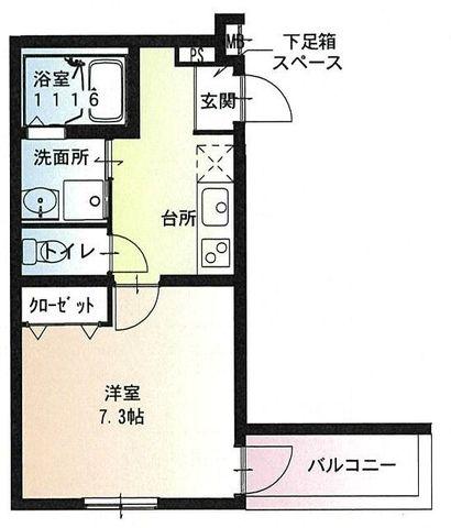 フジパレス長原イースト(1K/3階)の間取り写真