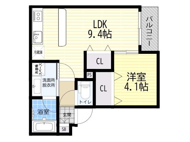 TSTERRACE HIGASHISUMIYOSHIDUE(1LDK/3階)の間取り写真