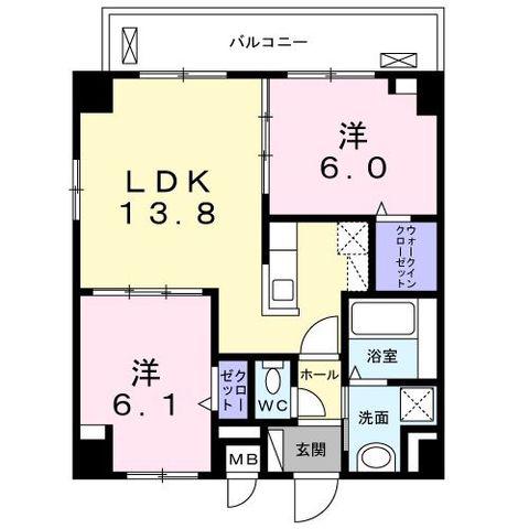 ヘスティア(2LDK/6階)の間取り写真