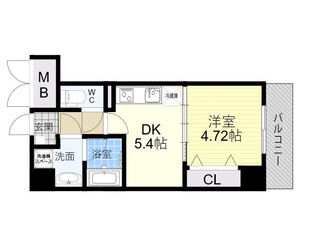 EST喜連瓜破(1DK/7階)の間取り写真