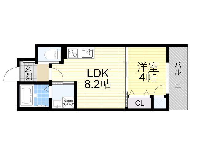 メゾンルシーヌ矢田(1LDK/2階)の間取り写真