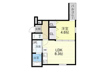 フジパレス長吉長原Ⅱ番館(1LDK/1階)の間取り写真