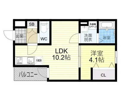 カーサ平野(1LDK/3階)の間取り写真