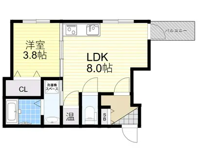 エルシオン矢田(1LDK/2階)の間取り写真
