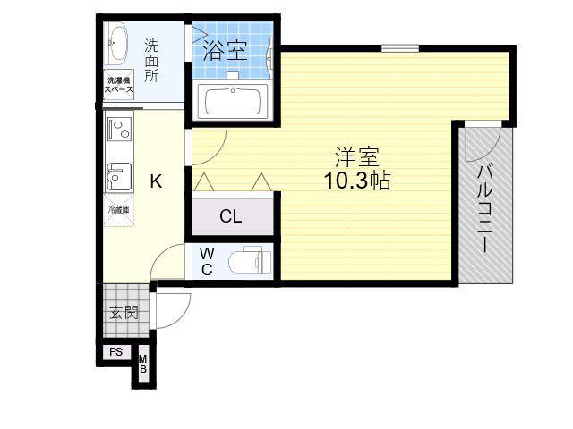 フジパレス長原駅西Ⅴ番館(1K/2階)の間取り写真