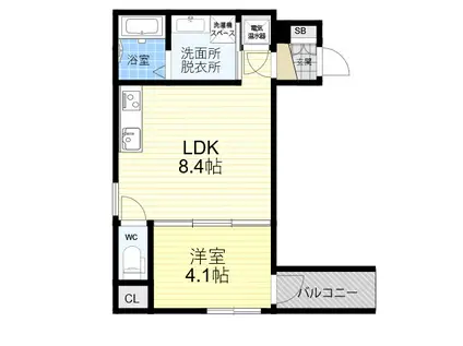 ラブレッシング ユー(1LDK/1階)の間取り写真