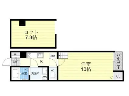 CLASS-A住道(1LDK/1階)の間取り写真