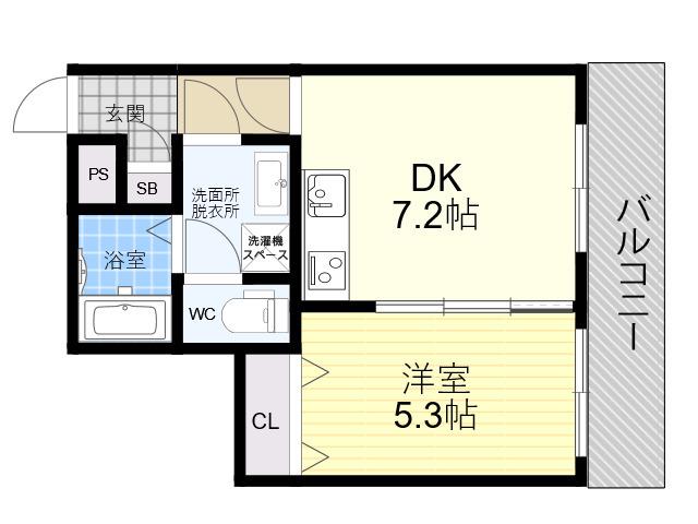 シスイル平野(1DK/5階)の間取り写真