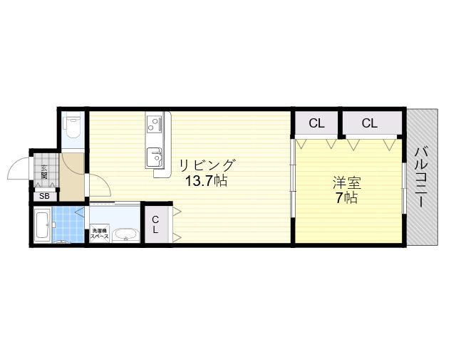 カサ・ノストルム流町2(1LDK/1階)の間取り写真