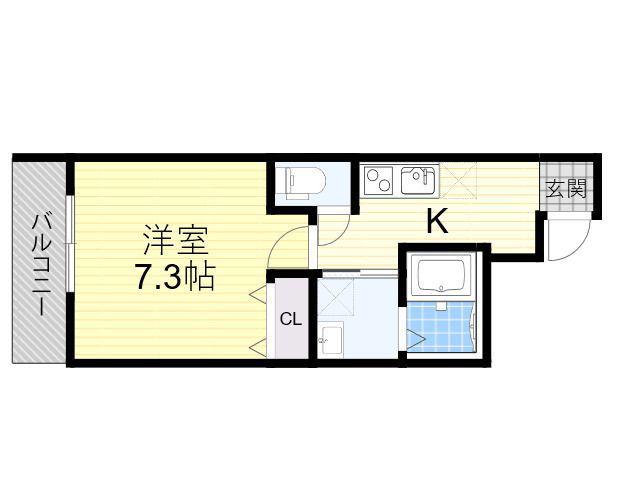 フジパレス平野郷 Ⅰ番館(1K/2階)の間取り写真