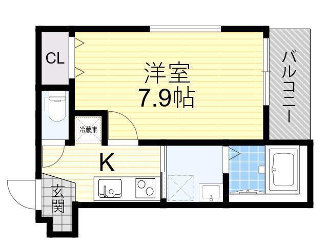 フジパレス平野郷 Ⅲ番館(1K/1階)の間取り写真