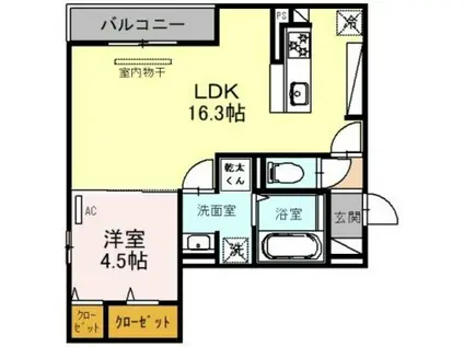 CLASHIST平野西ノース(1LDK/3階)の間取り写真