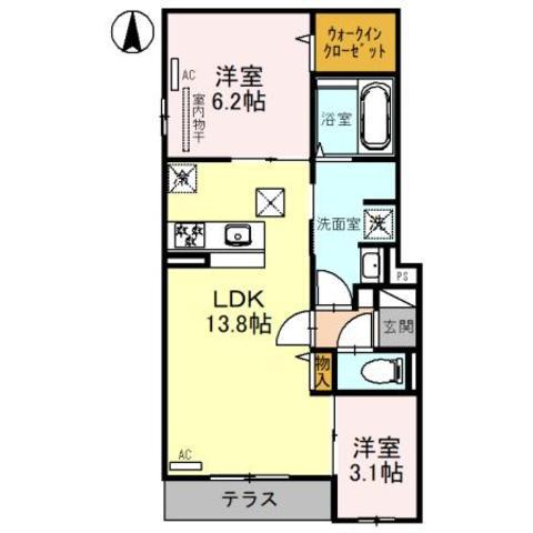 CLASHIST平野西イースト(2LDK/1階)の間取り写真