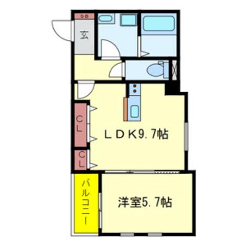 ウエスト・コート(1LDK/3階)の間取り写真