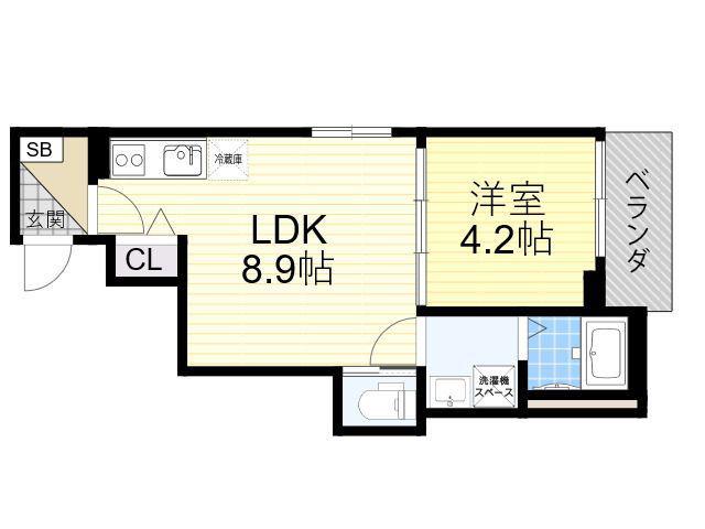ウエストパーク(1LDK/1階)の間取り写真