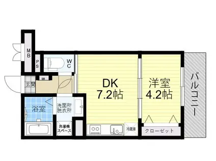 リアライズ長居公園通(1LDK/1階)の間取り写真