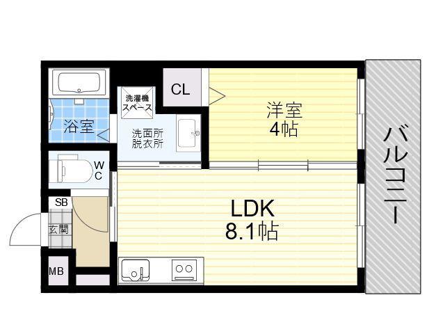 リアライズ長居公園通(1LDK/1階)の間取り写真