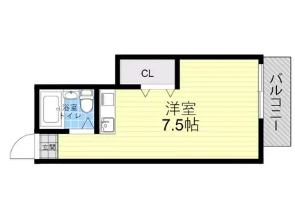 ゆうハイツ流町(ワンルーム/3階)の間取り写真